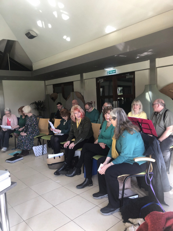 In between songs at practice session