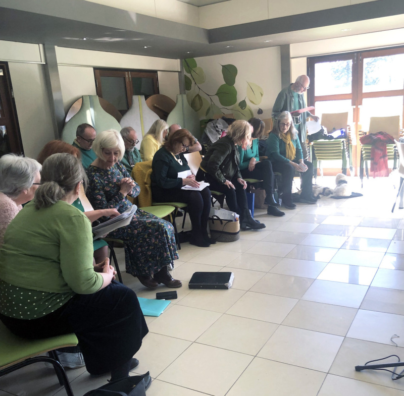 Checking their notes!